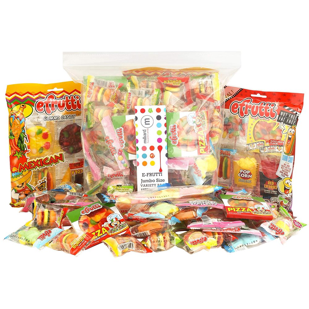eFrutti Gummi Candy Jumbo Size Variety Party Pack Pizzas, Mini Burgers
