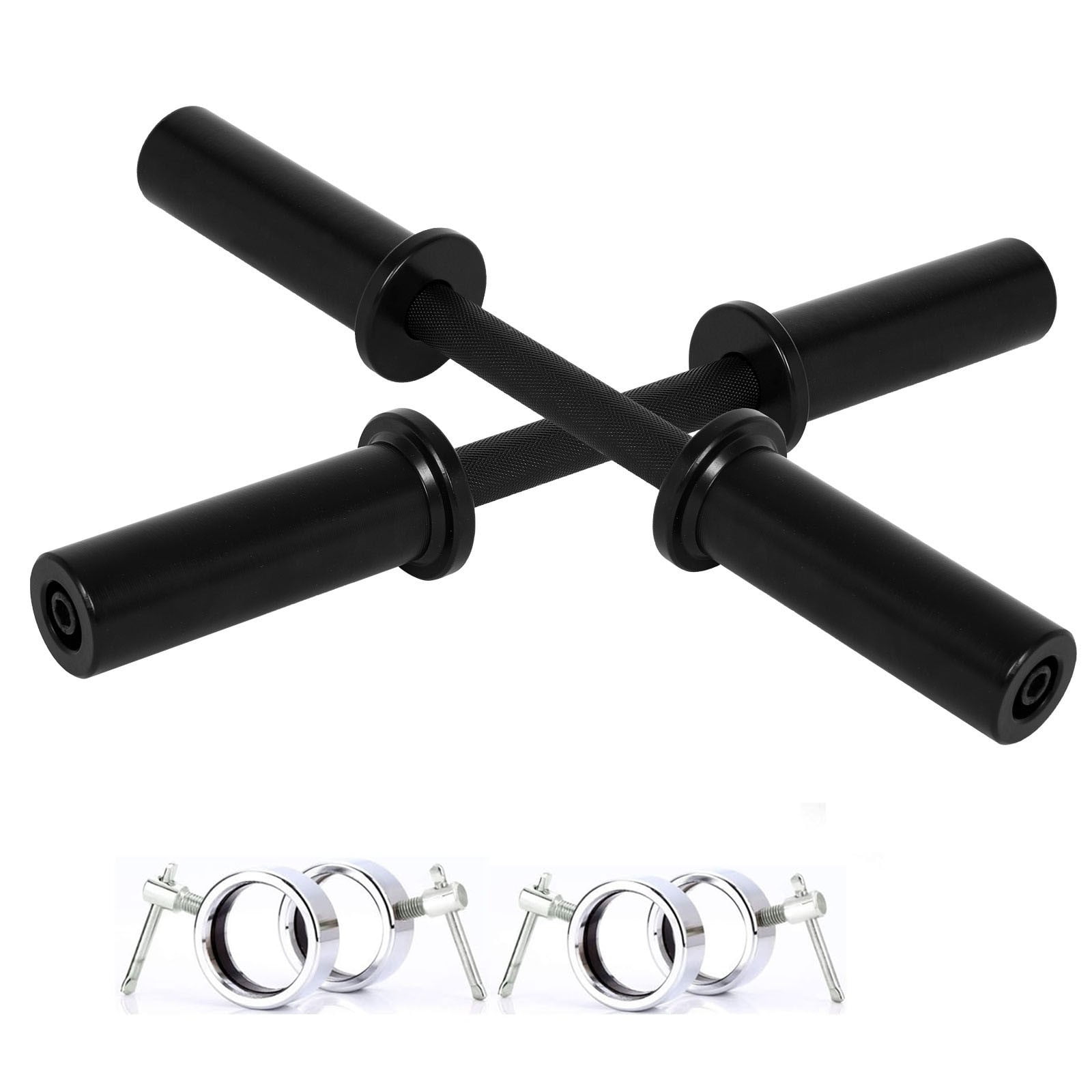 20” Olympic 2” Dumbbell Bars & Spring Collars Set Gym Weight Lifting Handles 