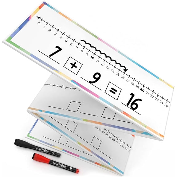 0-100 Dry Erase Number Line Board Double Sided 4 Feet Number Lines for Students with a Red & Black Dry Erase Marker