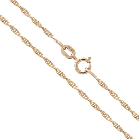 14K Solid Rose Gold 1.5mm Singapore Twisted Curb Chain Necklace 16" 18" 20"