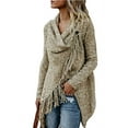 thumbnail image 2 of CEASIKERY Women's Tassel Hem Sweater Long Cardigan Knitwer Pullover Poncho Coat, 2 of 5