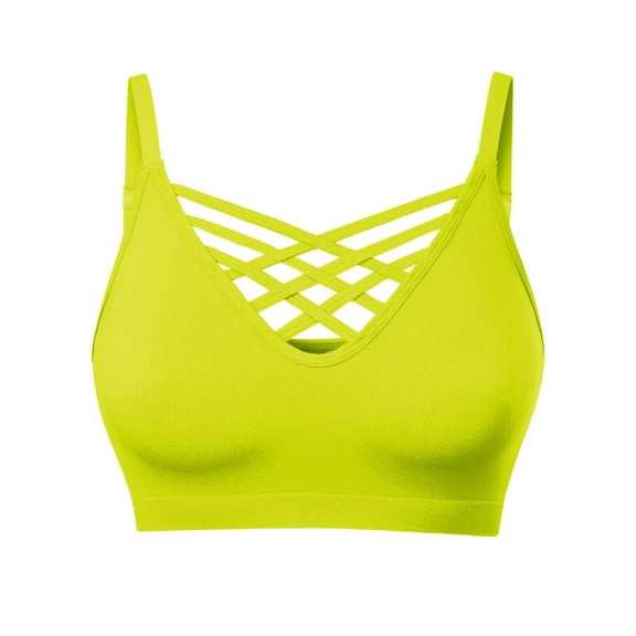 MixMatchy Women's Front Triple Crisscross Seamless Removable Pad Bralette