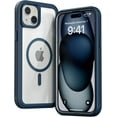 thumbnail image 1 of for iPhone 13 /iPhone 14 Case, Compatible with MagSafe, Heavy Duty Shockproof Protection Phone Cases, Double Layer Transparent Magnetic Protective Cover for iPhone 13/iPhone 14, 6.1 inch, Dark Blue, 1 of 6