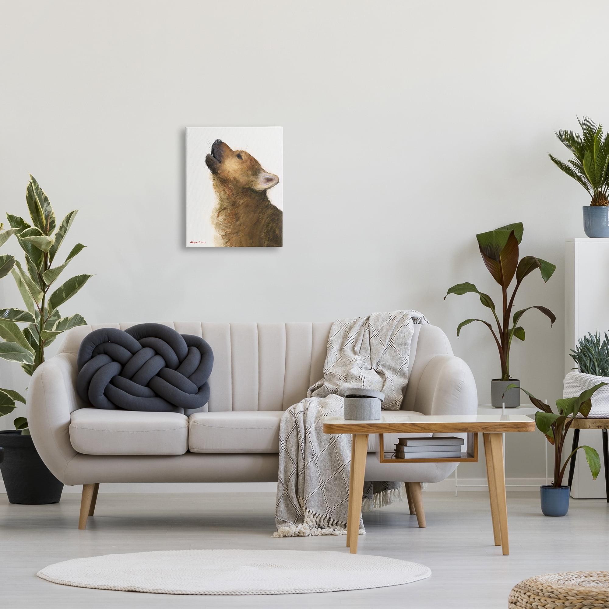 Stupell Industries Howling Brown Dog Portrait Intricate Details Painting Painting Gallery Wrapped Canvas Print Wall Art, Design by George Dyachenko