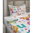 thumbnail image 2 of Ambesonne Butterfly Fitted & Top Sheet Set with Sham, Words Hearts Cartoon, Multicolor, 2 of 4
