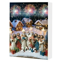 SLYNSHome Christmas Advent Calendar Cute Jesus Figures Christmas Countdown Calendars 24 Days of Xmas Surprises Gifts with Mini Jesus Figurines Collectible