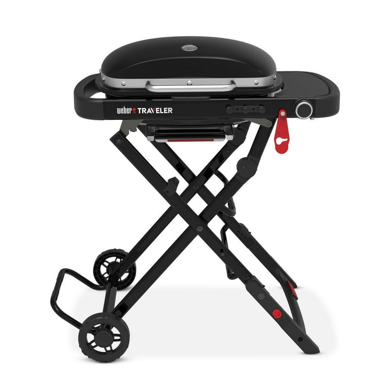 Weber Traveler Portable LP Gas Grill, Black, Compact Design