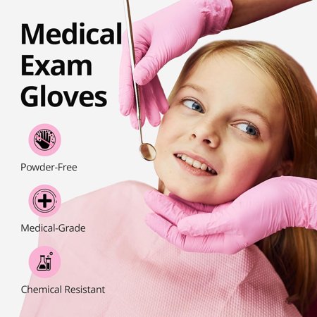 SwiftGrip Nitrile Gloves, Medical Exam Pink Gloves Disposable Latex Free Powder Free for Cleaning, Food Prep, Esthetician, 100-ct Box, Small