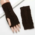 thumbnail image 2 of Skpblutn Glove Plush Twist Windproof Thickened Fingered Plus Knitted Warm Gloves Coffee One Size, 2 of 3