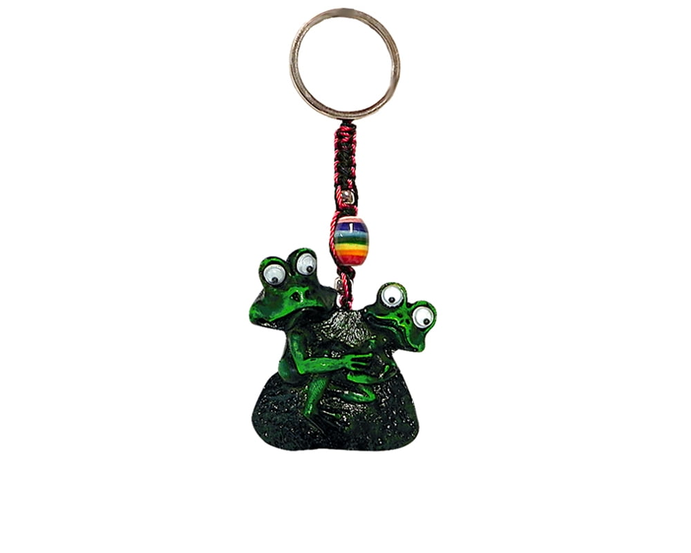 Horny Frog Couple Comedy Animal 3D Figurine Keychain Multicolored Macramé  Metal Ring - Handmade Gifts Boho Car Keys Bag Accessories 