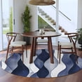 thumbnail image 4 of 6Ft Round Rug, Navy Blue Non-Skid Rubber Backing Large Area Rugs - Living Room Bedroom Home Office, Modern Moire Abstract Ripple Geometric Indoor Floor Mat Carpets Washable Rug, 4 of 9