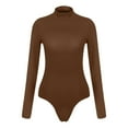 thumbnail image 5 of Youmylove Women Bodysuits Women's Turtleneck Long Sleeve Bodysuits For Women Ribbed Body Suit Shirts Solid Color Slim Fit Body Shaping Underwear Slim Fit Tops Bodysuits, 5 of 6