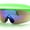 Green - Teal Mirror, variant on Retro Half Rim Visor Color Mirror Wrap Sport Oversized Plastic Sunglasses Black - Rainbow Mirror