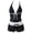 Black, variant on Women's 2 Piece Polka Dot Halter Swim Set, Tie Front Tank Top & Boyshort Bottom Stretch Swimwear for Beach Pool Black M