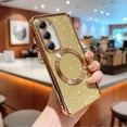 thumbnail image 5 of Magnetic Case for Samsung Galaxy S24, [Compatible with MagSafe] Non-Yellowing Glitter Shining Paper Clear Case for Women Girls, Rugged Shockproof Protection Phone Cover, Gold, 5 of 9