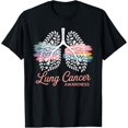 thumbnail image 2 of 100% Cotton Unisex Lung Cancer Awareness Floral T-Shirt, 2 of 5