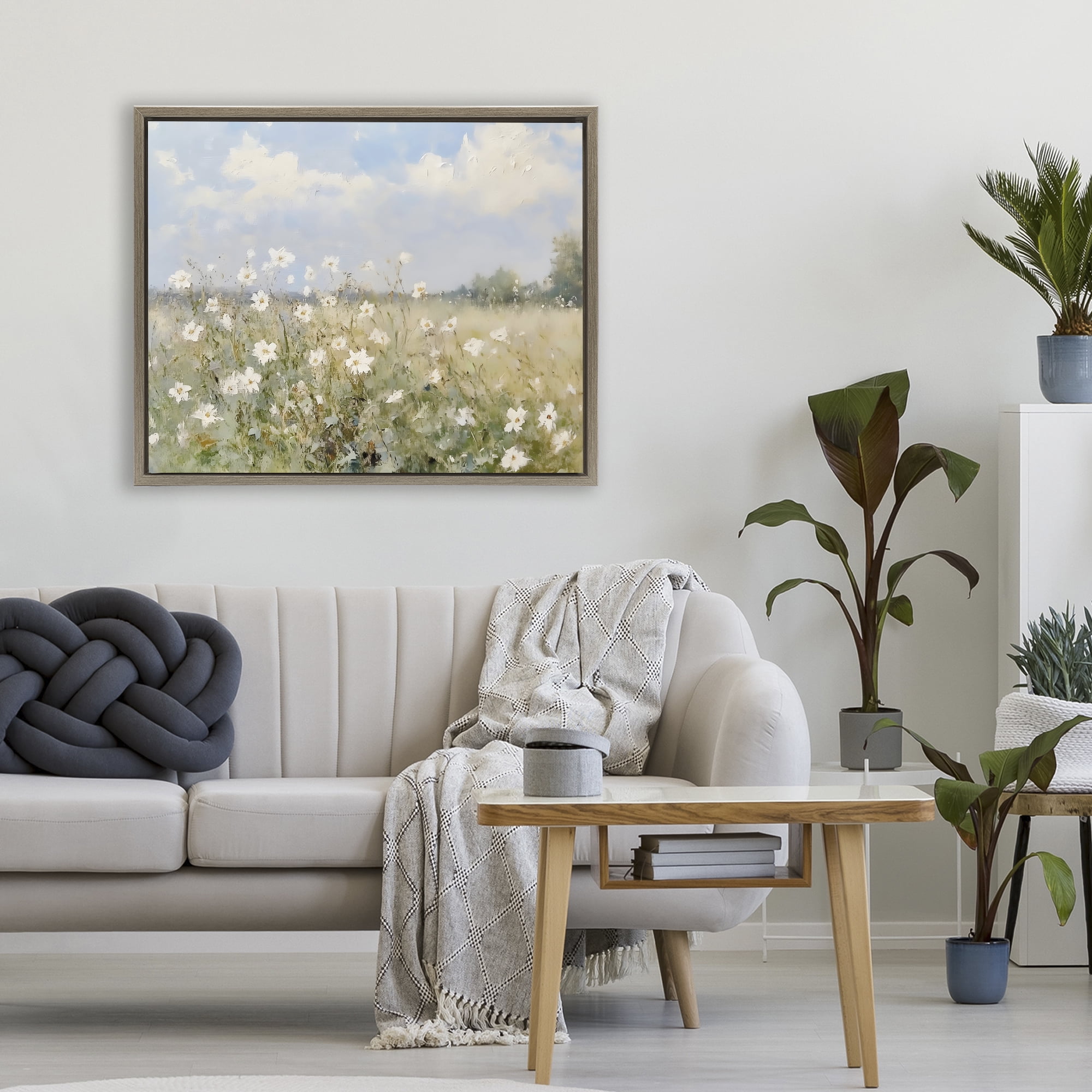 Stupell Industries Neutral Wildflower Field in Bloom Brown Framed Floater Canvas Wall Art, design by LSR Design Studio