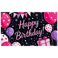 thumbnail image 2 of Pink Themed Happy Birthday Banner with Balloons Gifts and Stars Background Decoration for Birthday Party Photography Props Backdrop Decorations, 2 of 8