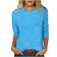 thumbnail image 2 of Elvqul T-Shirts for Women Graphic Plus Size Crew Neck Sky Blue Tops Comfortable 3/4 Sleeve Blouses Juniors T-Shirts, 2 of 5