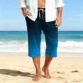thumbnail image 3 of JoveMarine Men's Gradient Print Hawaiian Shorts with Drawstring, 7/8 Length Casual Beach Shorts for Summer Parties, Vacation and Daily Navy L, 3 of 9