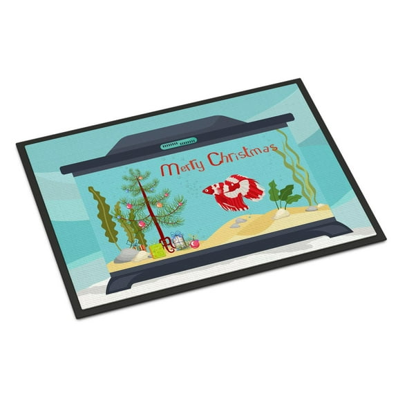 Veil Tail Betta Merry Christmas Door Mat