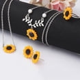 thumbnail image 4 of Visland Ensemble de Bijoux pour Femmes 4 Pcs/ensemble Forme Tournesol Feuille Inox Décor Collier Bague pour Mariage, 4 of 8