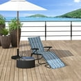 thumbnail image 2 of Outsunny Folding Lounge Chair w/ Cushion, Adjustable Back, Blue and White, 2 of 10
