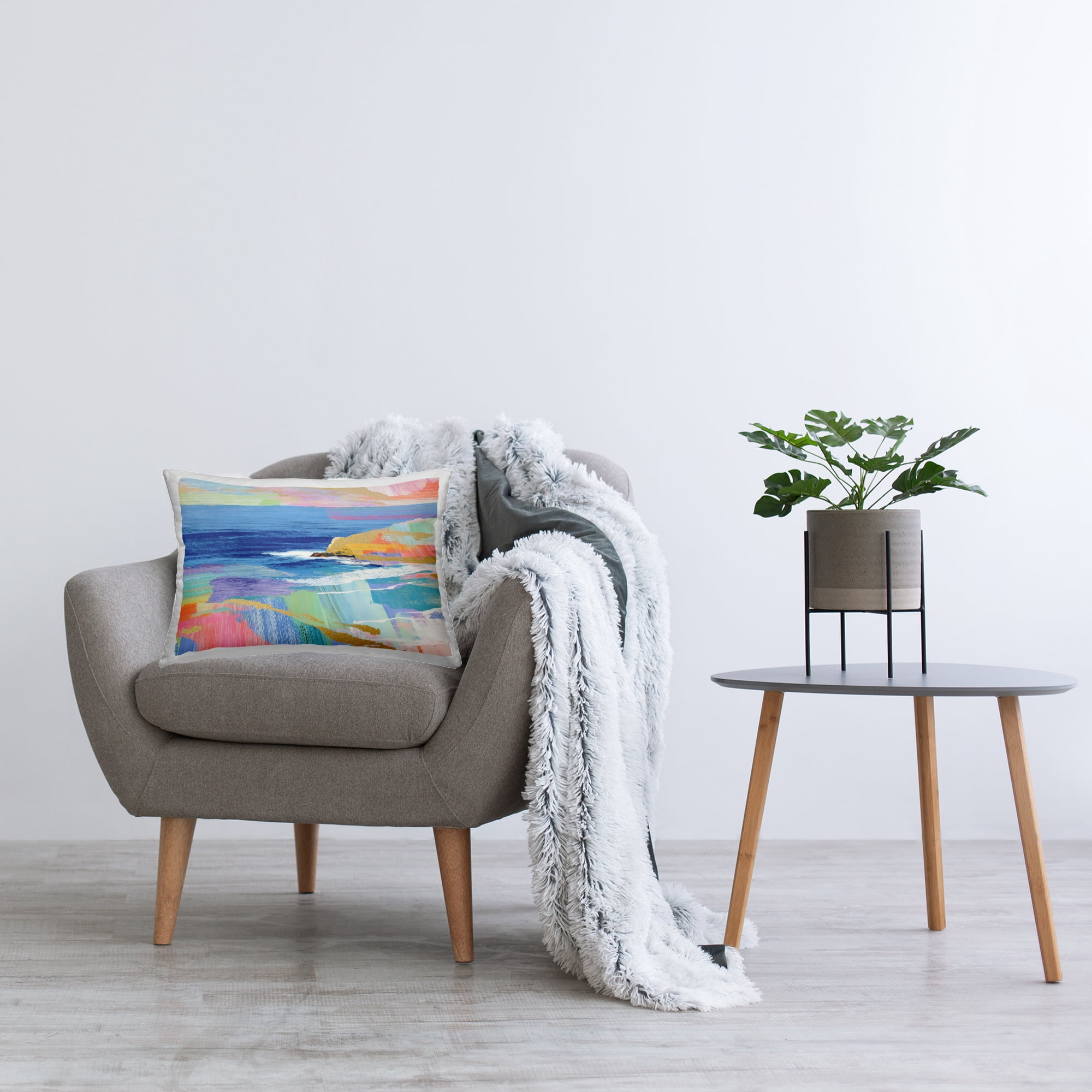 Stupell Industries Hawaii Coastline Abstraction Decorative Printed Throw Pillow, design by Chromatic Storm Studio, 14 x 7 x 20
