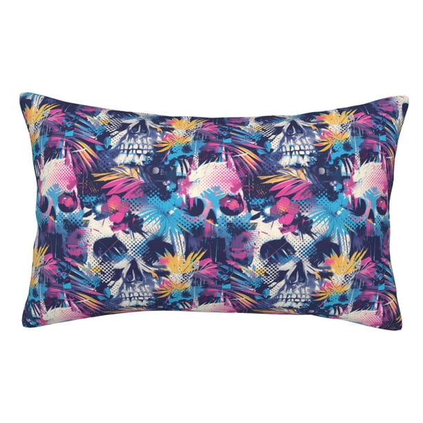 Balery cool Skull colorful Funda de Cojín Estampada, Regalos para Mujeres, Regalos de Amor para Ella, Regalos para Novia o Esposa, Funda de Almohada-14"x20"