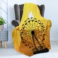 thumbnail image 4 of Ferris Wheel Soft Flannel Fleece Throw Blanket, Silhouette Style Amusement Park and Cityscape Illustration, Cozy Plush for Indoor and Outdoor Use, 60" x 80", Mustard Ginger, by Ambesonne, 4 of 5
