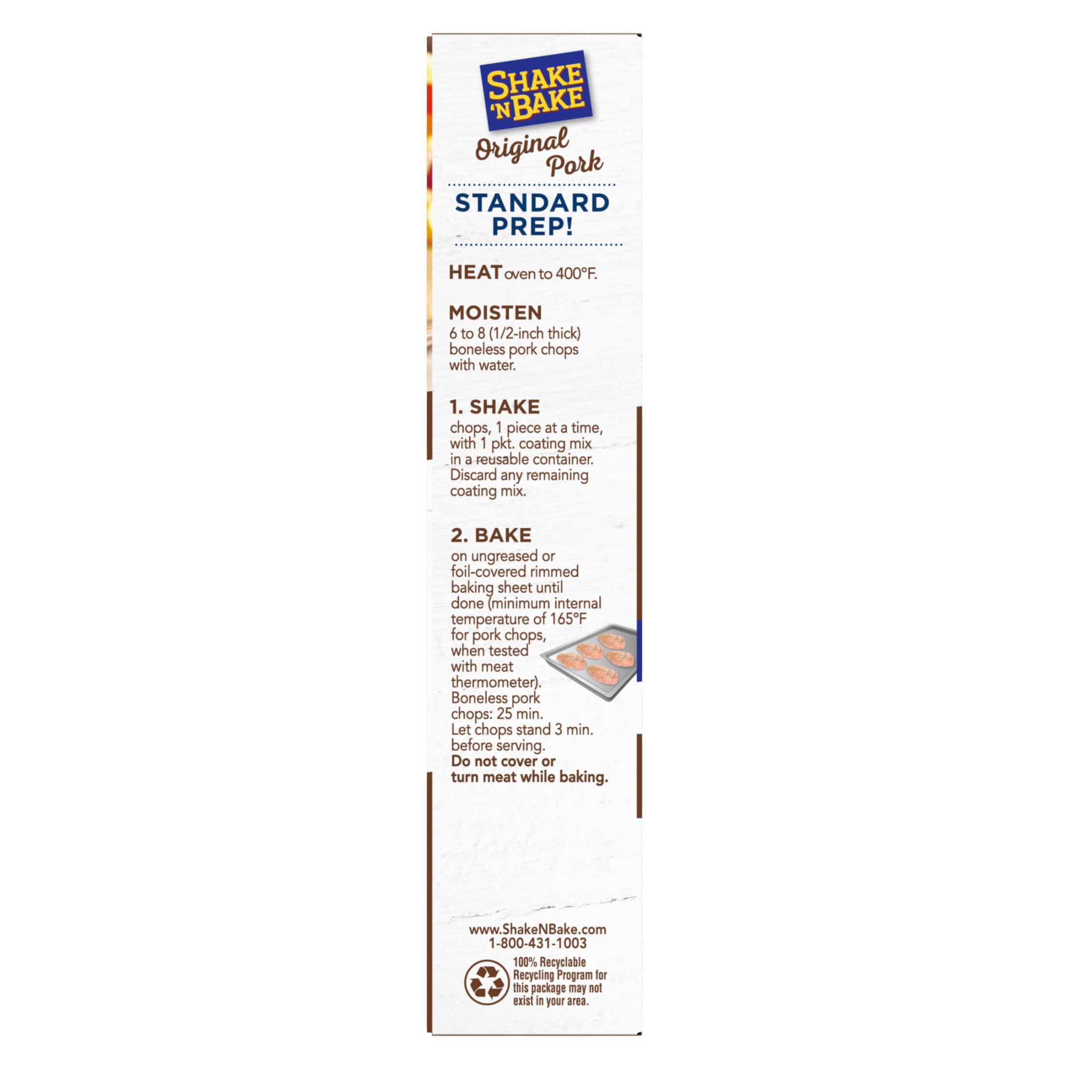 Shake 'N Bake Original Pork Seasoned Coating Mix, 5 oz Box, 2 Count Packets