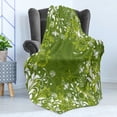 thumbnail image 4 of Green Soft Flannel Fleece Throw Blanket, Abstract Floral Ornaments Nature Inspired Branches Leaves, Cozy Plush for Indoor and Outdoor Use, 50" x 60", Apple Green Fern Green, by Ambesonne, 4 of 5