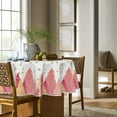 thumbnail image 3 of Christmas Tablecloth 60×60 Inch Round, Pink Trees Golden Snow Washable Table Cover for Party Picnic Dinner Decor, 3 of 5