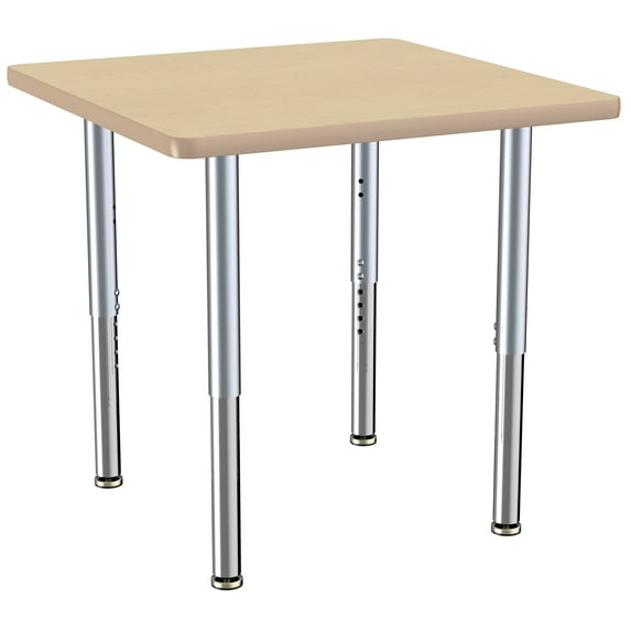 ECR4Kids 30in x 30in Square Premium Thermo-Fused Adjustable Activity Table Maple/Maple/Silver - Super Leg