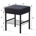 thumbnail image 2 of Tcbosik 2-Tier Upholstered Foot Stool, Velvet Ottoman with Open Shelf, Multifunctional Vanity Stool for Bedroom, Hallway, Living Room, Easy Assembly, Black, 2 of 7