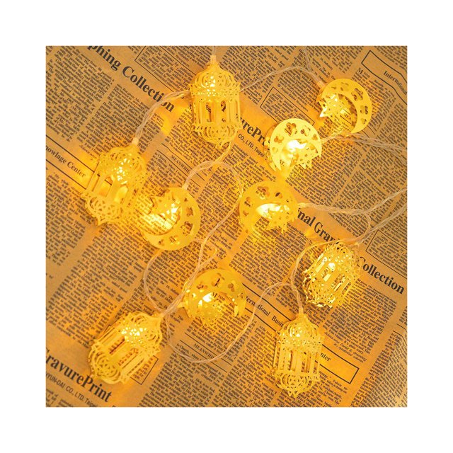 Wosthever 1 Juego de luces de cadena, decoración musulmana islámica, lámpara LED, cadenas de iluminación Iluminación navideña Wosthever HA060643-00