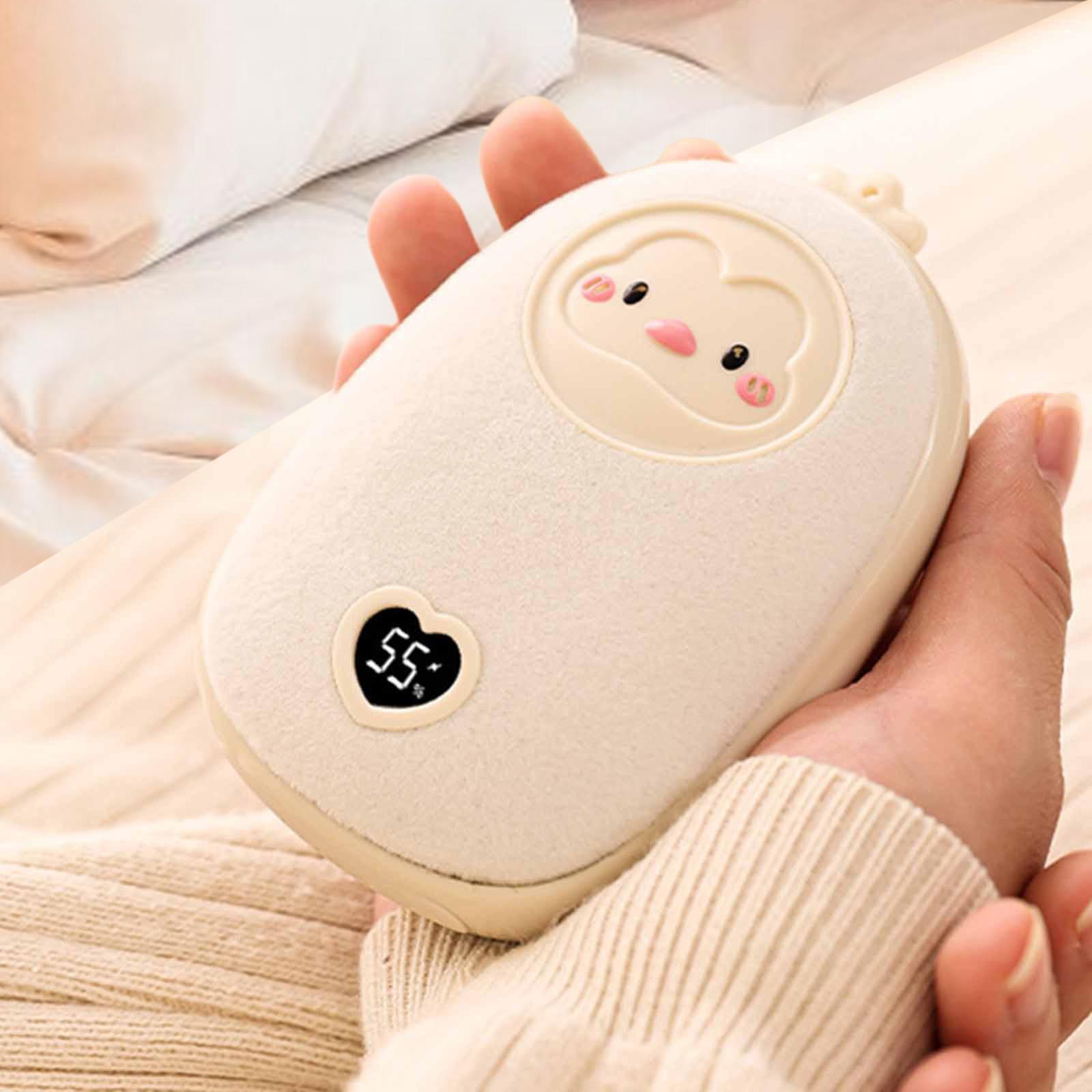 funtasica Hands Warmer Electric Hand Warmer Rechargeable Portable Pocket Heater Indoor Reusable NTC Constant Temperature Three Adjustable Temperature Settings for Skiing Winter Camping Beige