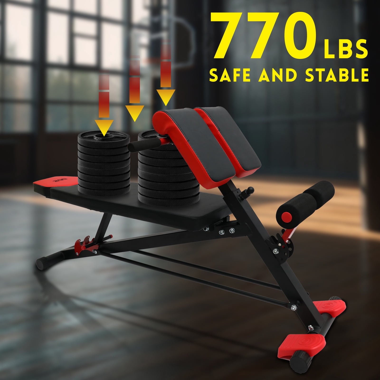 CATGOOD Roman Chair for Exercise, Multifunctional 3-in-1 Workout Bench for Back Extension & Full Body Training, Comprehensive Fitness Equipment, Max Load 770 Pounds