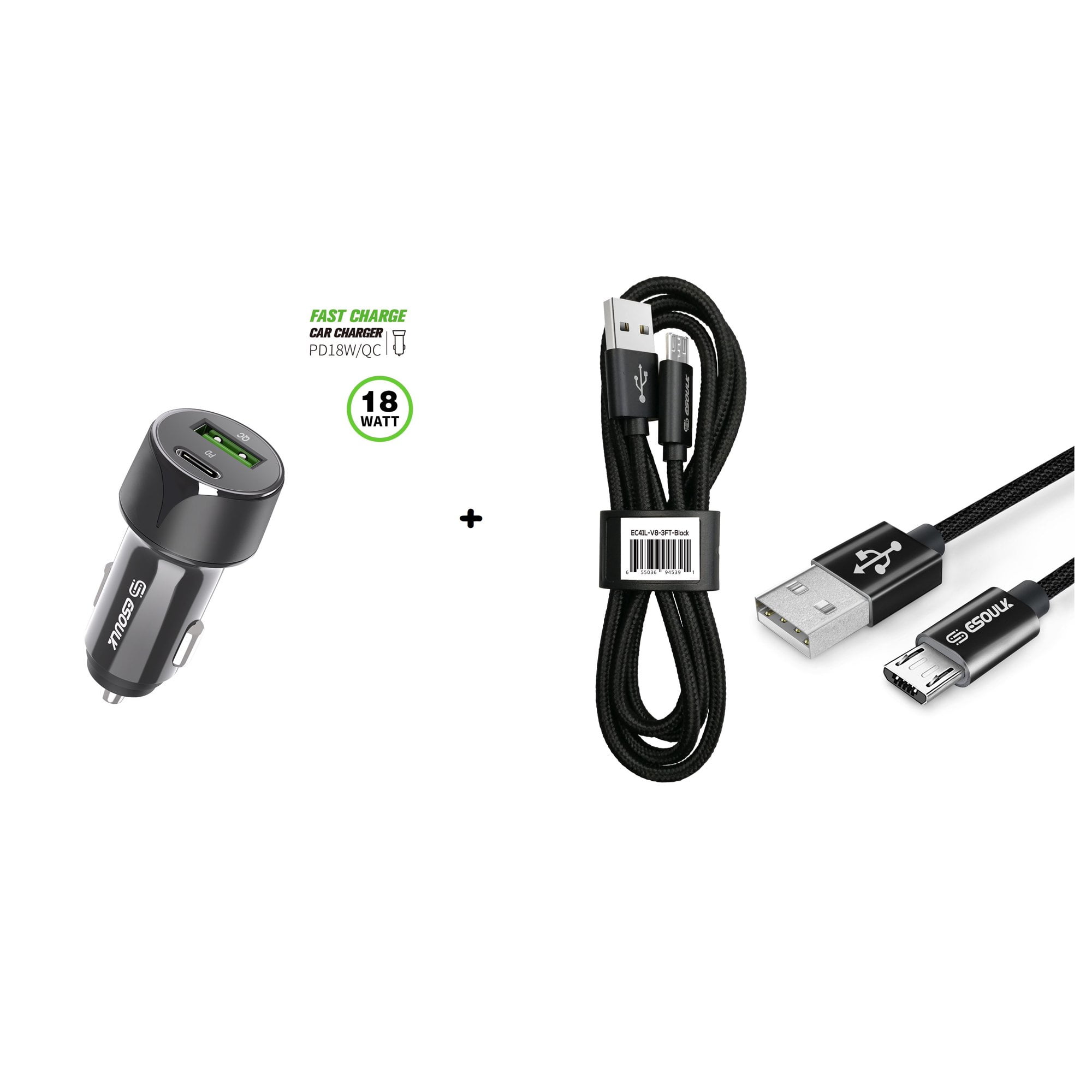 18W Car Charger with 3FT Braided Cable for LG Zambia Ubuy - Main Image