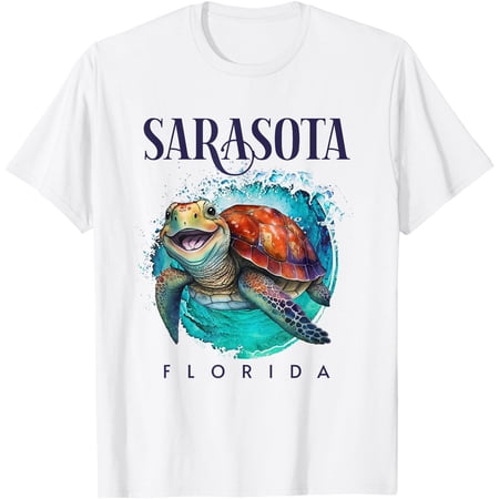 Sarasota Florida Watercolor Happy Sea Turtle T-Shirt