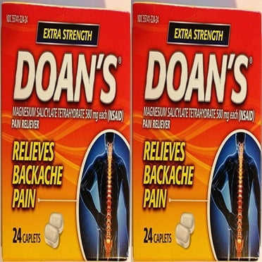 Doans Backache Pain Reliever - Extra Strength - 24 Count Caplets Per Box - Pack of 2