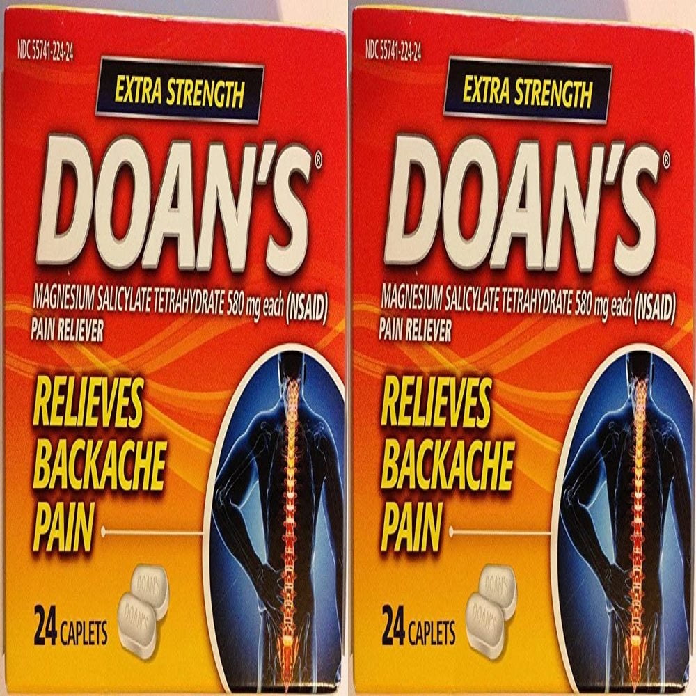 Doans Backache Pain Reliever - Extra Strength - 24 Count Caplets Per Box - Pack of 2