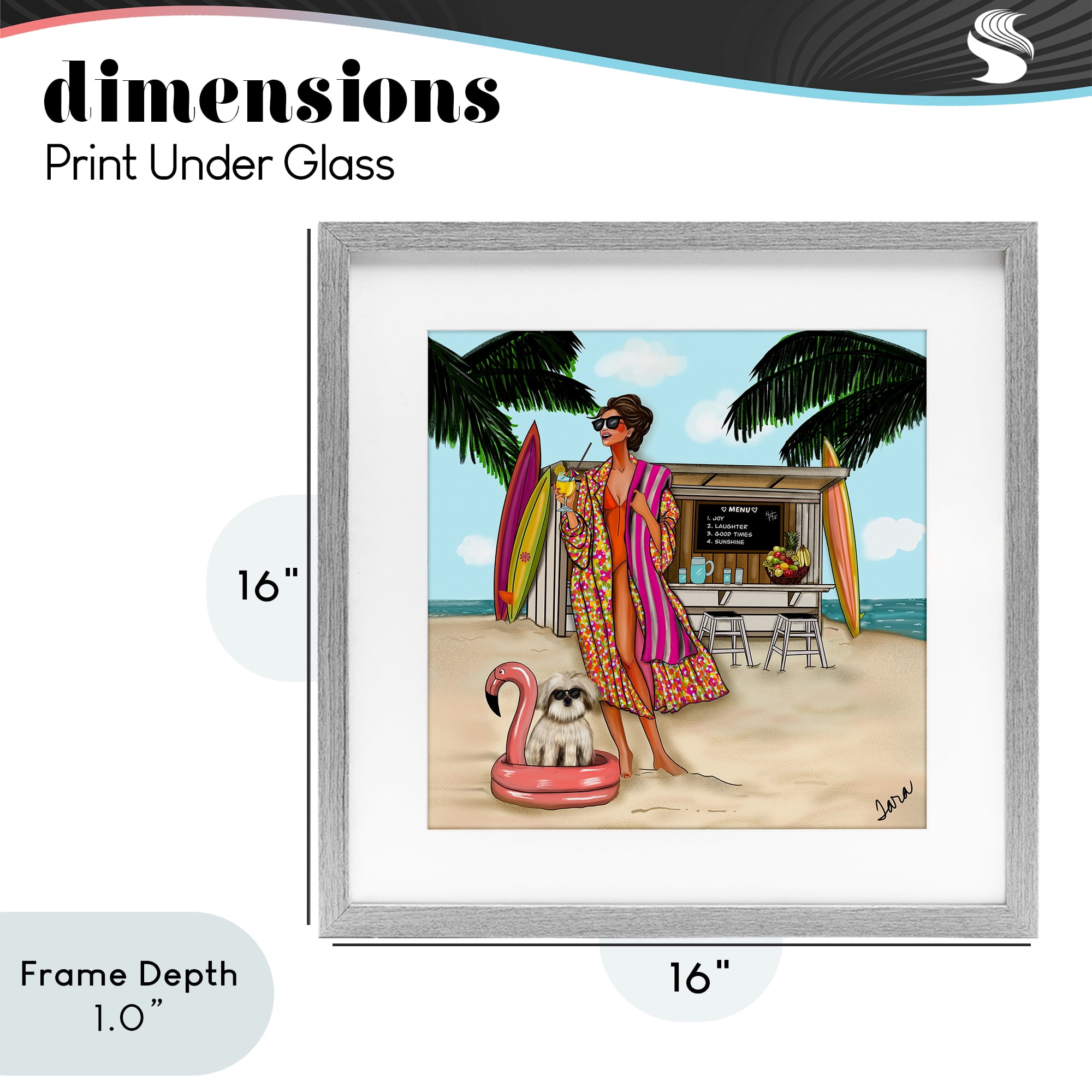 Stupell Industries Beach Girl in Summer Sun Gray Framed Print Under Glass, design by Tara Boone
