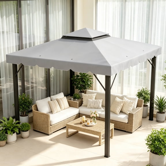 10 x 10 FT Gazebo Canopy Replacement, Light Gray (Only Canopy Roof)