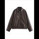 thumbnail image 1 of Chaquetas de para Mujer, Abrigos de Motociclista de Imitación de Gran Tamaño, Ropa de Moda para Otoño Café M, 1 of 8