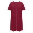 thumbnail image 7 of Womens Summer Nightgown 2025 Crew Neck 3/4 Sleeve Nightdress Front Zipper Ultra Soft Textured Loose Coverup Comfort Casual Pajama Loungewear Pjs Dressess, 7 of 7