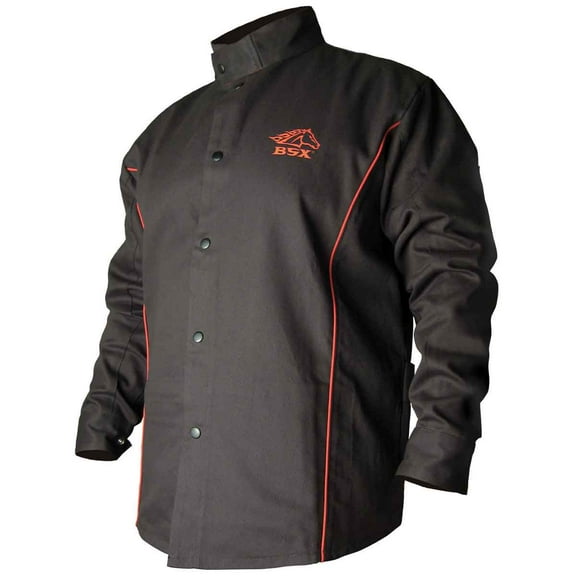 Black Stallion B9C BSX Contoured FR Cotton Welding Jacket, Black/Red, 4X-Large