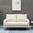 thumbnail image 6 of Hybition Velvet Loveseat Modern Sofa with Metal Legs for Living Room-Beige, 6 of 9