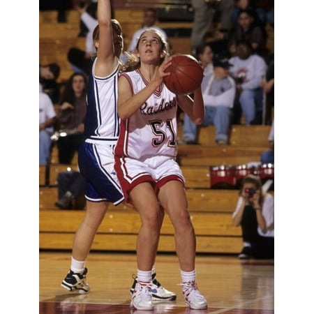 High School Girls Basketball Players in Action During a Game Print Wall