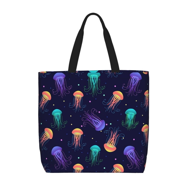 Balery Sea Jellyfish Bolsa de Mano para Mujeres con Cremallera, Bolsa de Gimnasio con Compartimentos, Bolsa para Laptop, Bolsa para Trabajo